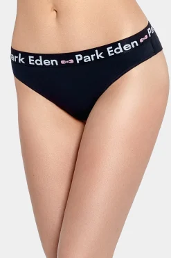 Navy blue stretch cotton jersey thong