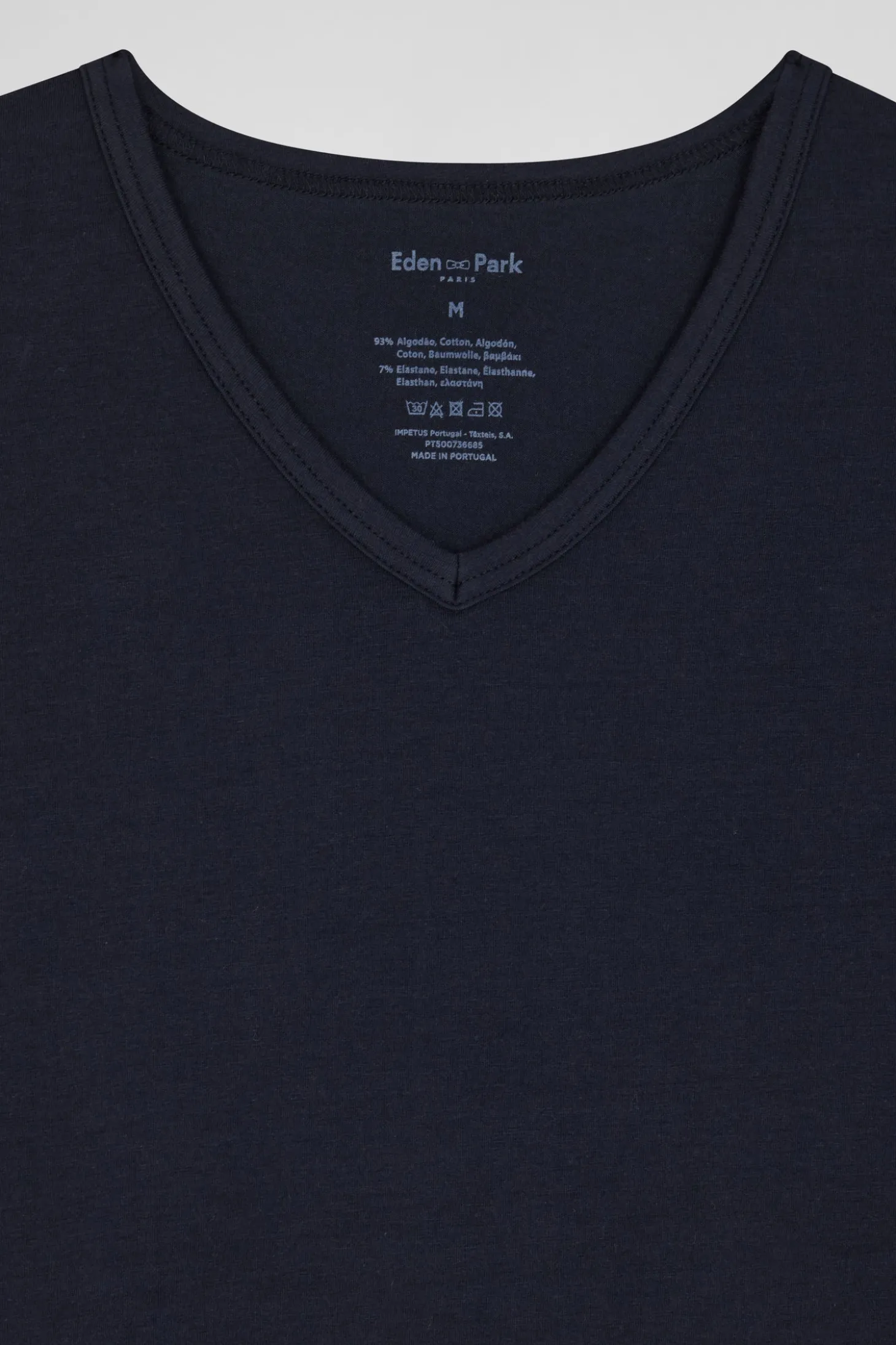 Navy blue stretch cotton T-shirt