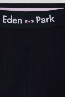 Navy blue stretch cotton boxers with pink piping