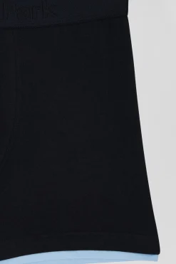 Navy blue stretch cotton boxers with contrast piping