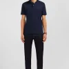 Navy blue stretch pima cotton polo