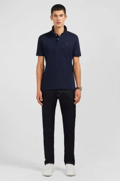 Navy blue stretch pima cotton polo