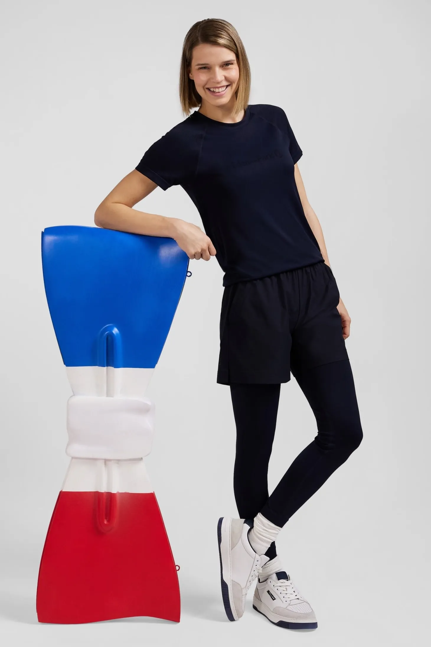 Navy blue stretch sports jogging bottoms