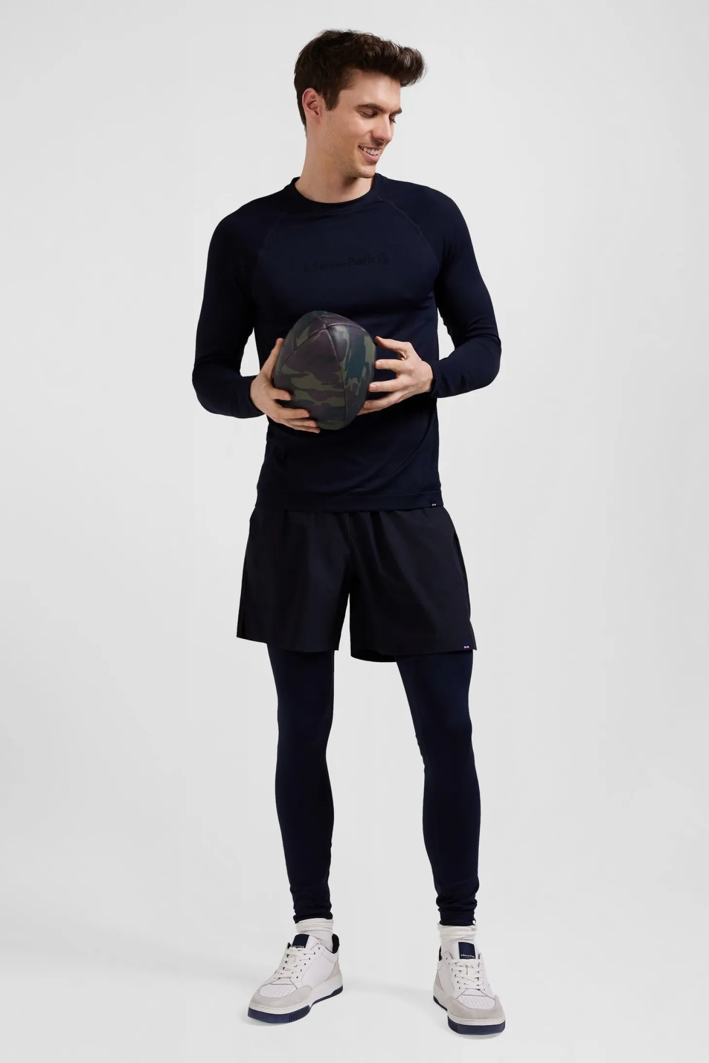 Navy blue stretch sports jogging bottoms