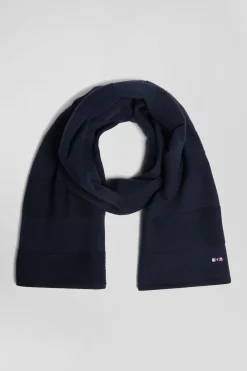 Navy blue striped cotton scarf