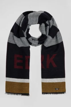 Navy blue striped scarf
