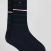 Navy blue striped stretch cotton socks