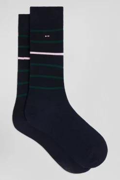 Navy blue striped stretch cotton socks