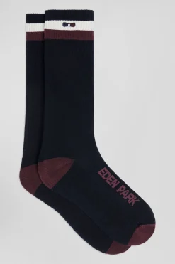 Navy blue striped stretch cotton socks