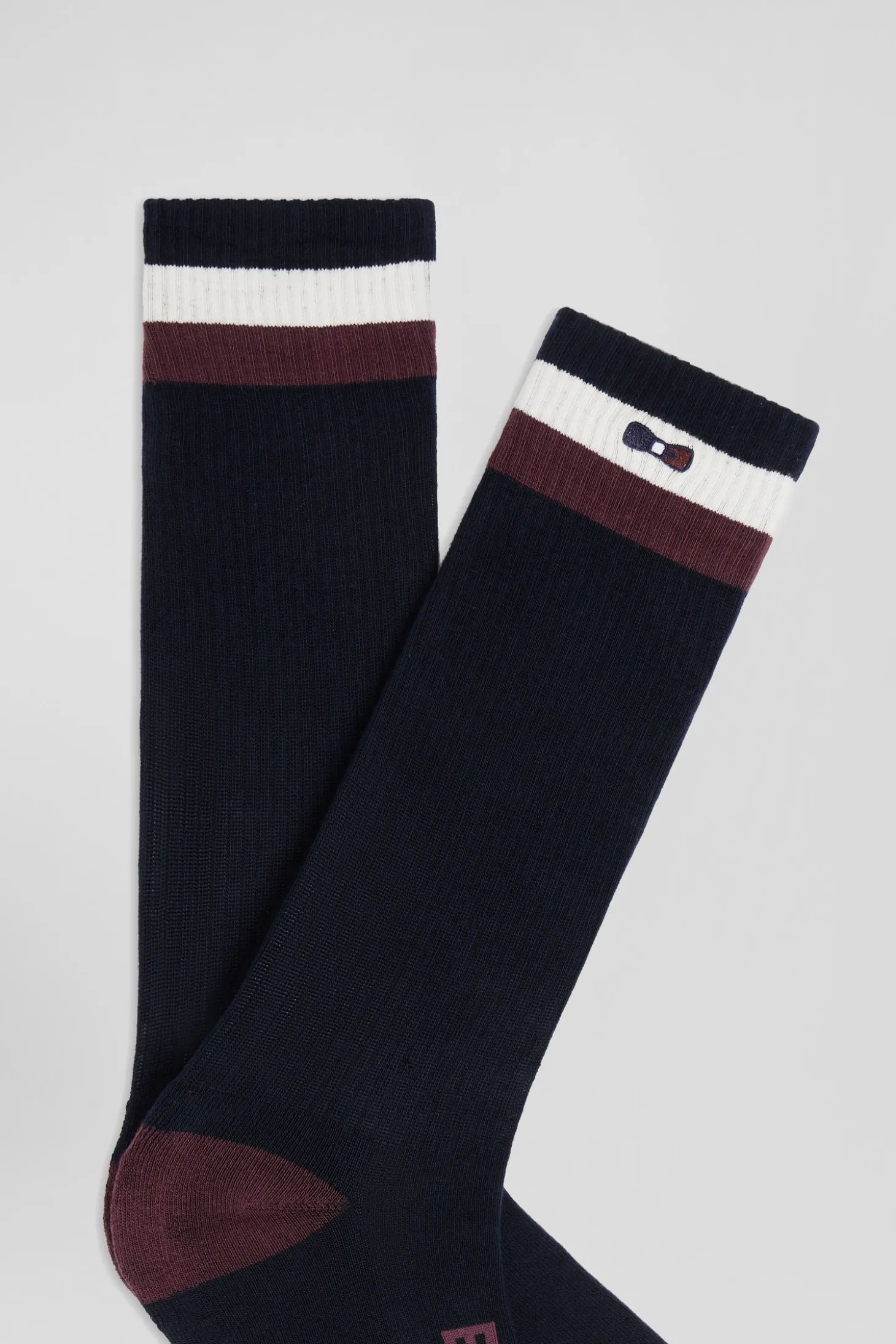 Navy blue striped stretch cotton socks
