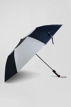 Navy blue striped umbrella