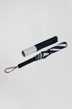 Navy blue striped umbrella