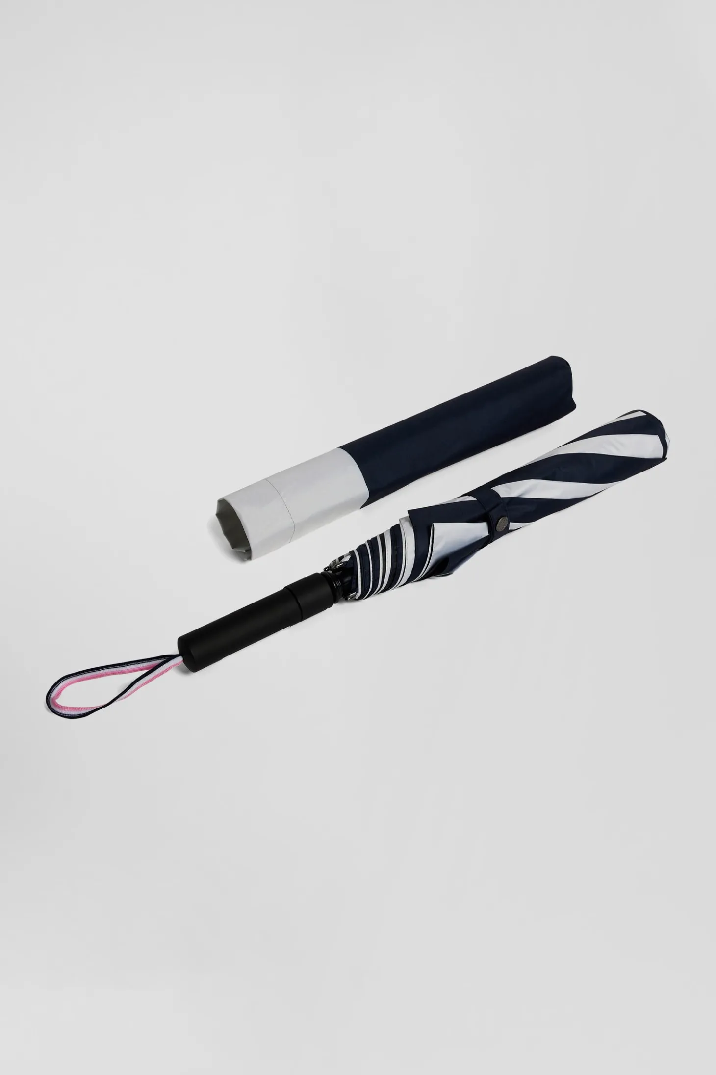 Navy blue striped umbrella