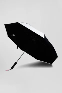Navy blue striped umbrella