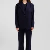Navy blue striped wool blazer Oversized fit