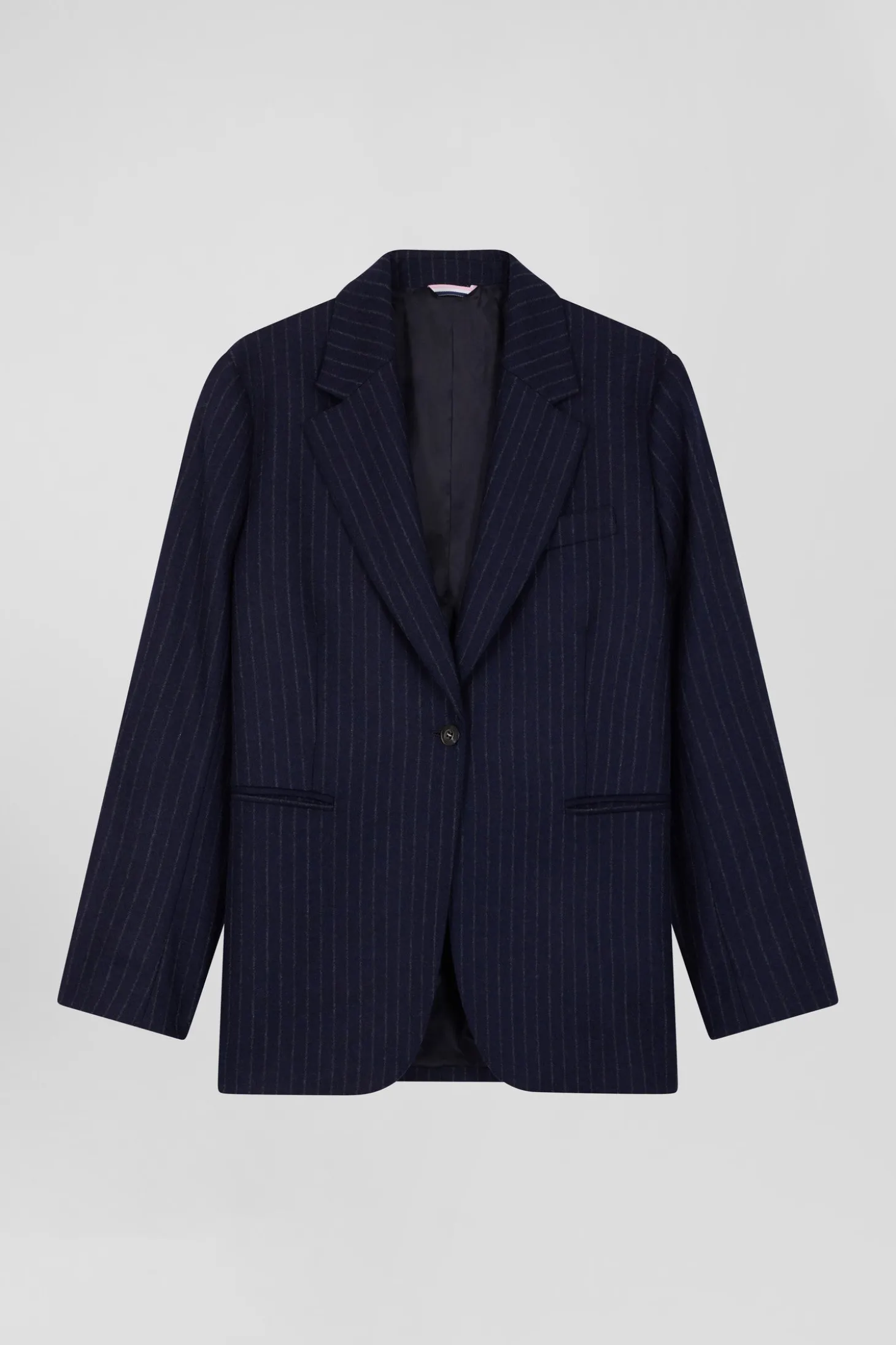 Navy blue striped wool blazer Oversized fit
