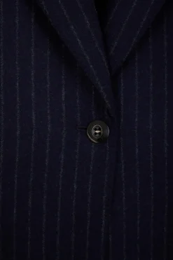 Navy blue striped wool blazer Oversized fit