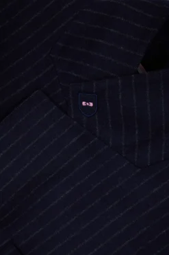 Navy blue striped wool blazer Oversized fit