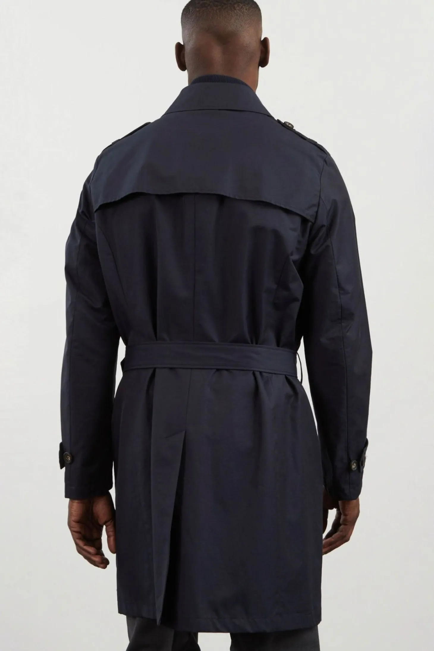 Navy blue waterproof trench coat