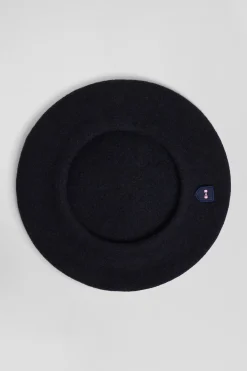 Navy blue wool beret