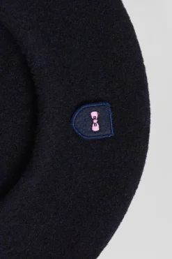Navy blue wool beret