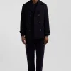 Navy blue wool blend pea coat