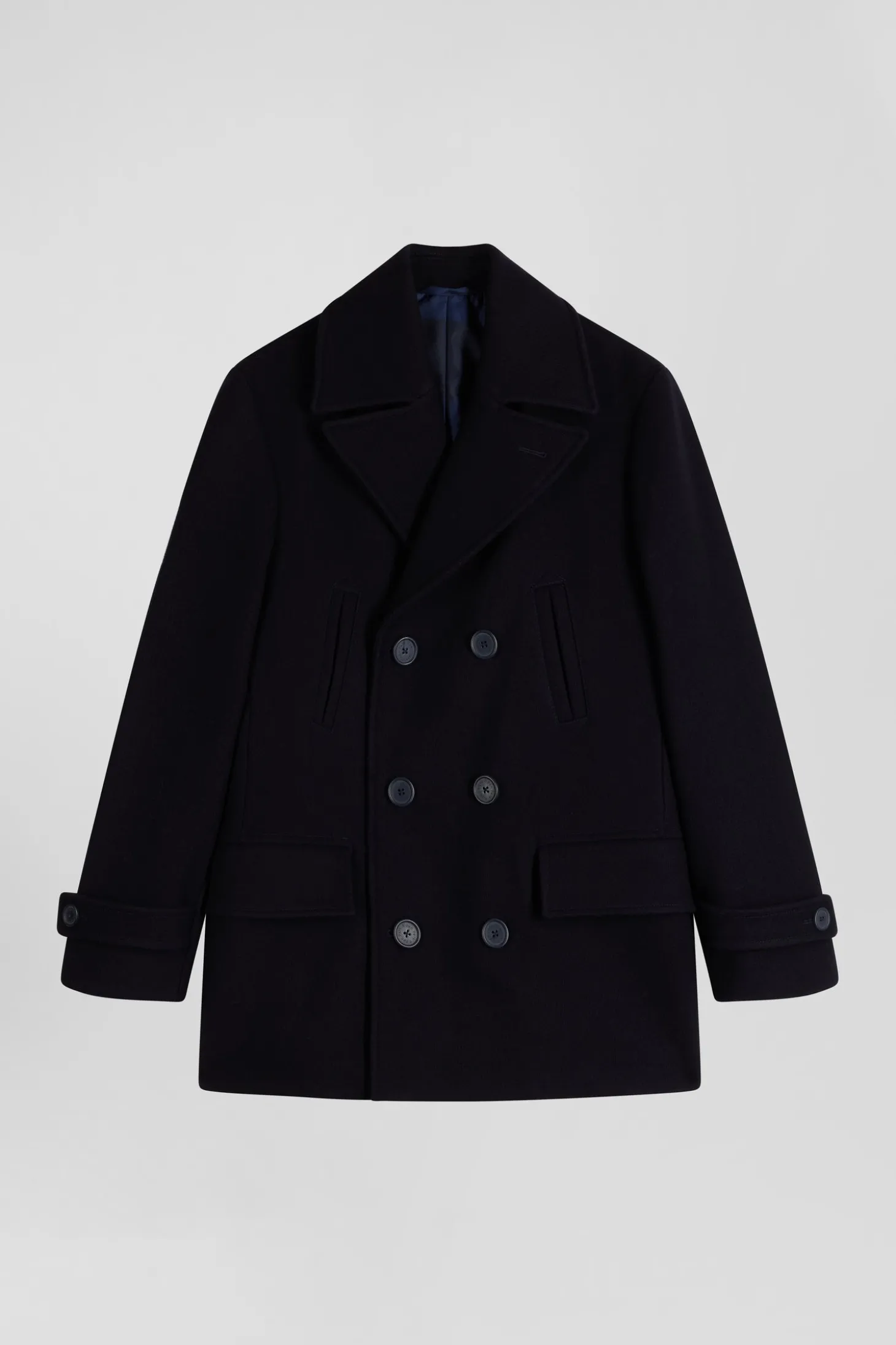 Navy blue wool blend pea coat