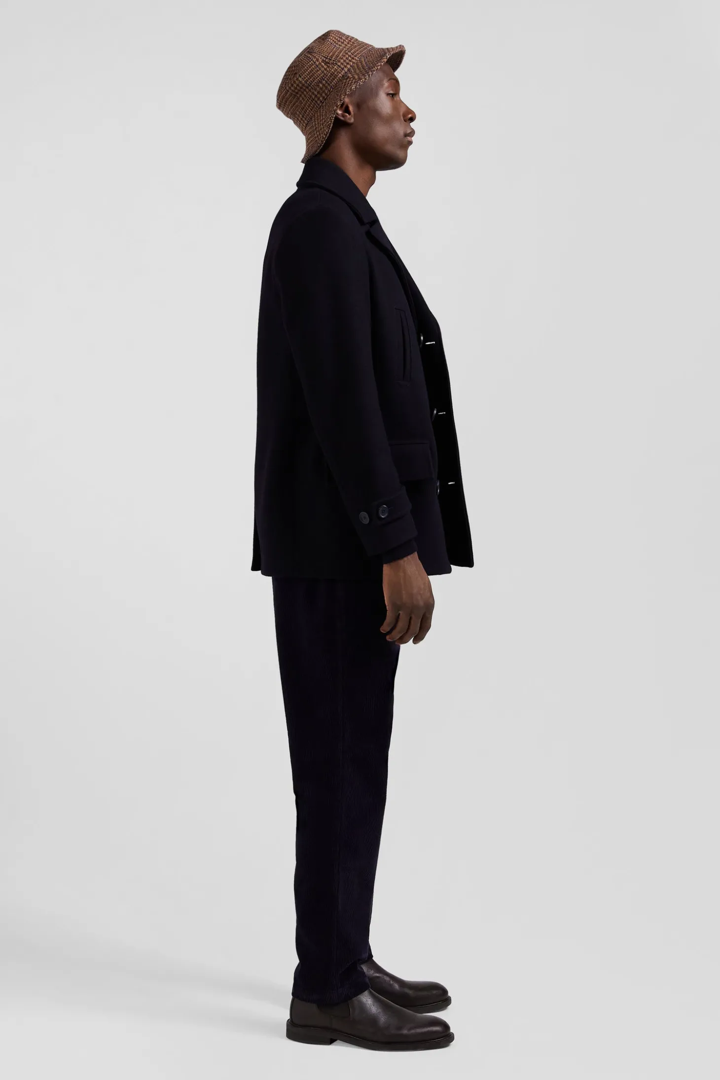 Navy blue wool blend pea coat