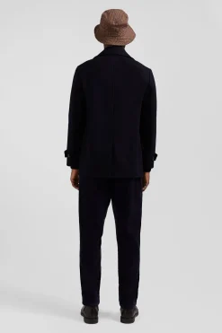 Navy blue wool blend pea coat