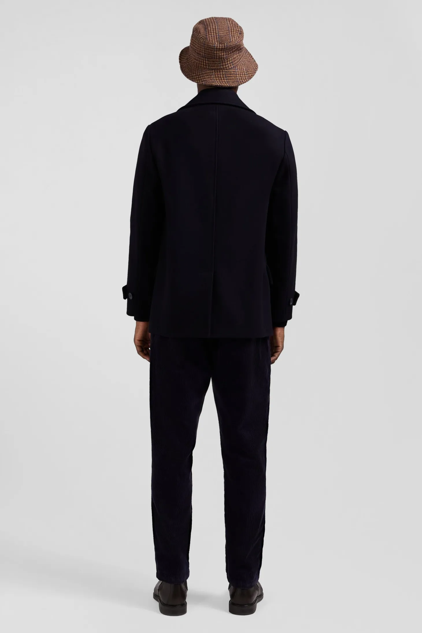 Navy blue wool blend pea coat