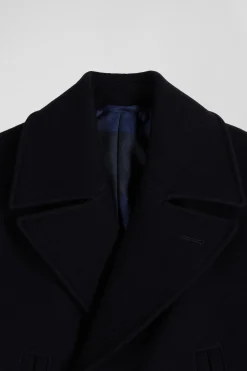 Navy blue wool blend pea coat