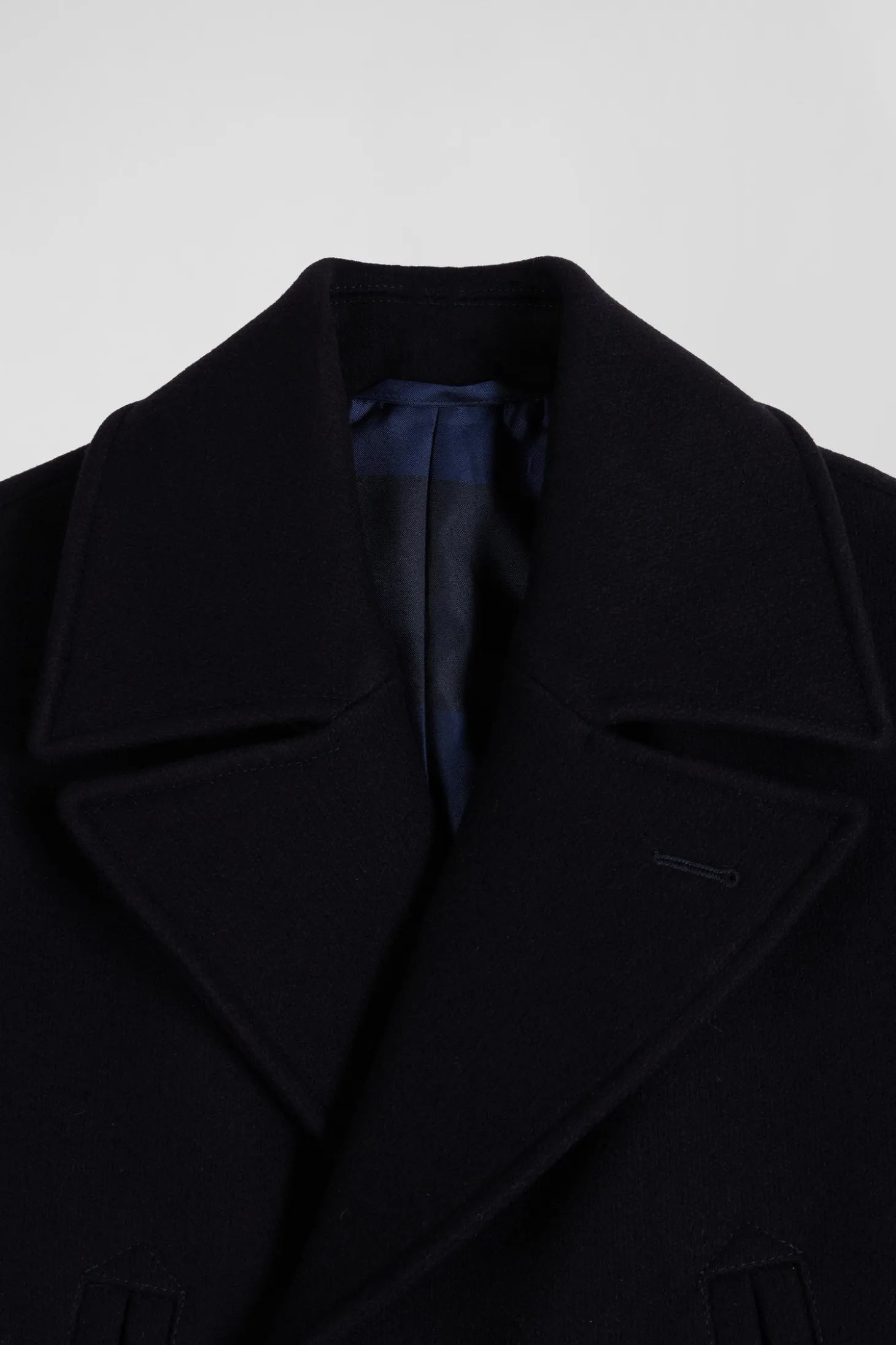 Navy blue wool blend pea coat