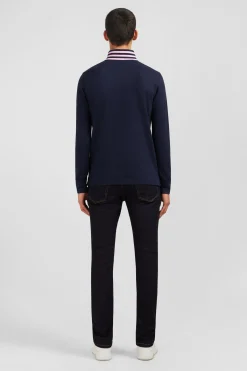 Navy cotton polo with contrasting neck