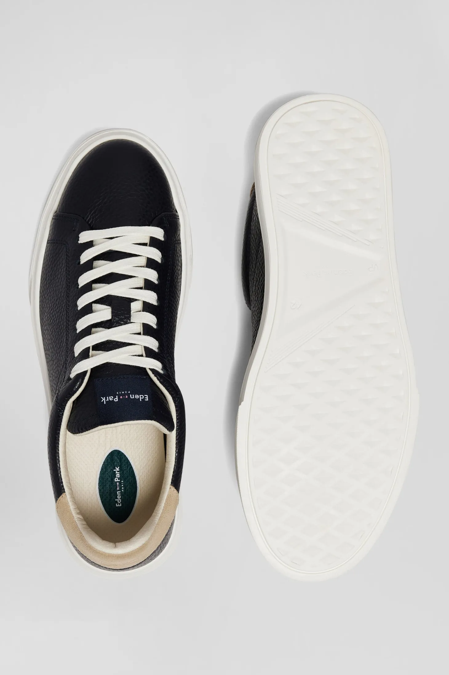 Navy low-top leather sneakers