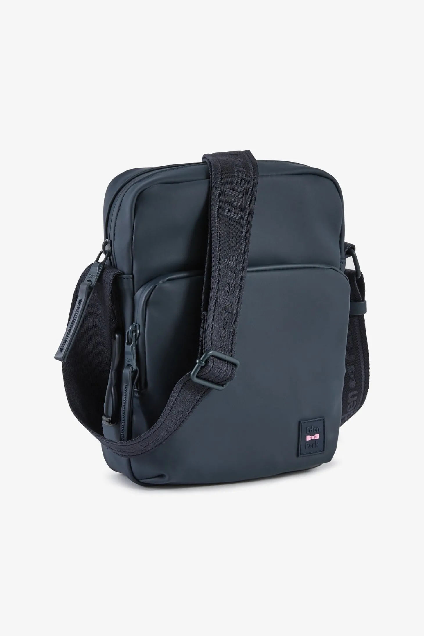 Navy rubber messenger bag