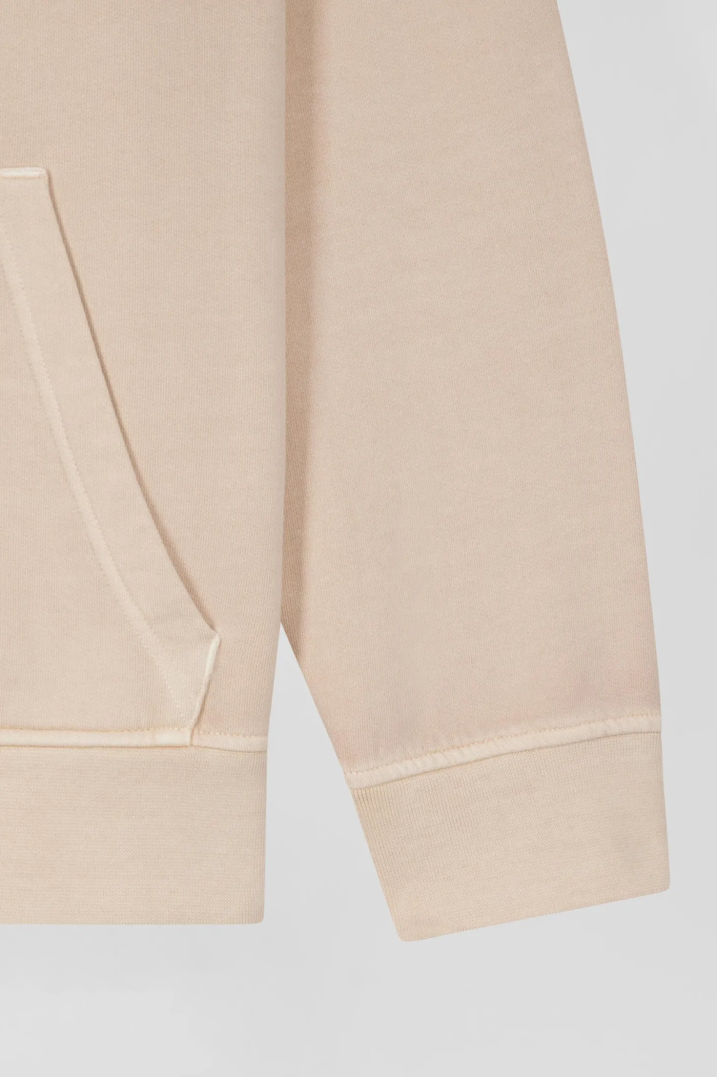 Oversize beige unisex dyed cotton fleece hoodie