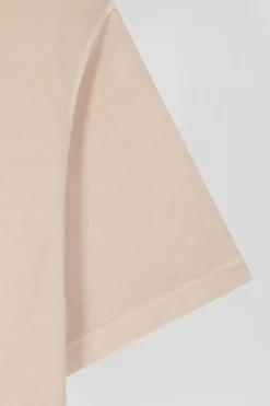 Oversize beige unisex short-sleeved T-shirt in overdyed cotton