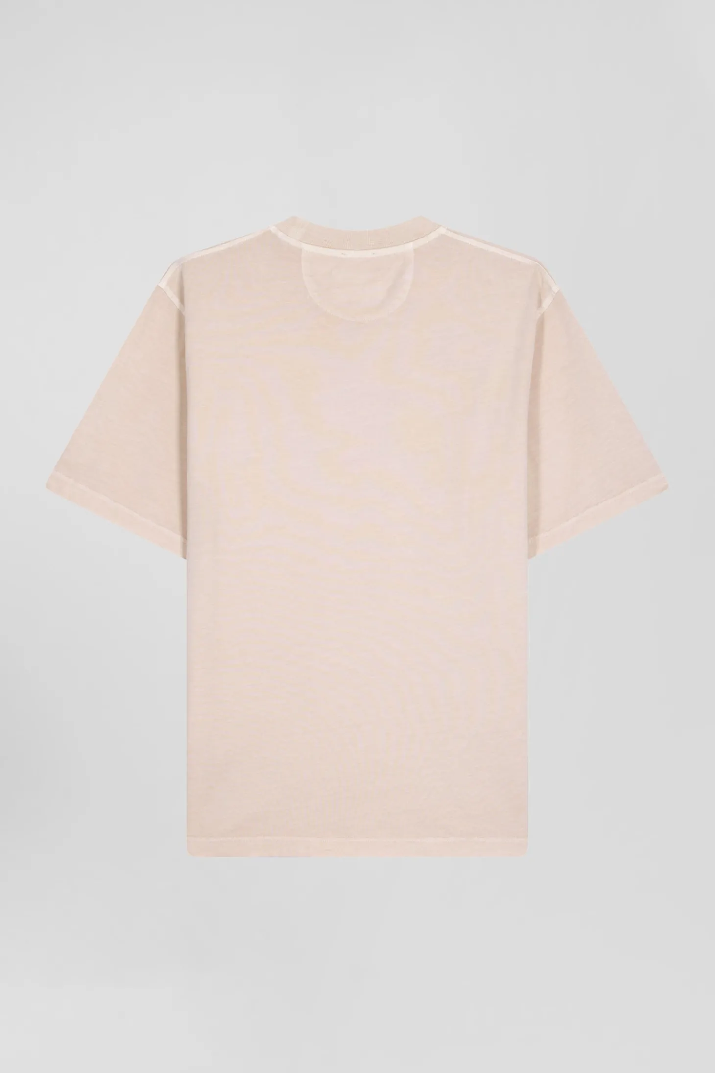 Oversize beige unisex short-sleeved T-shirt in overdyed cotton