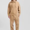 Oversize brown unisex dyed cotton fleece hoodie