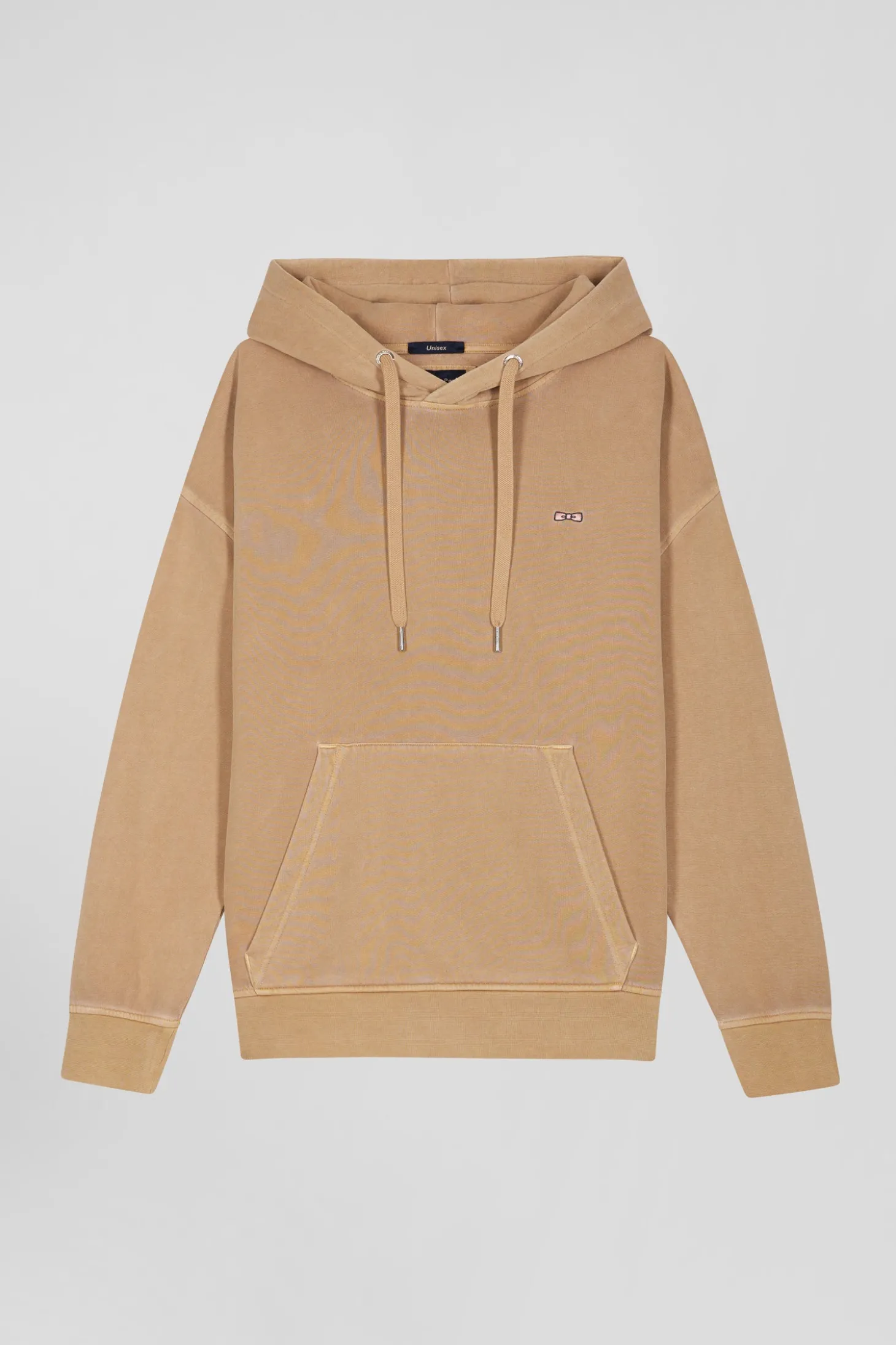 Oversize brown unisex dyed cotton fleece hoodie