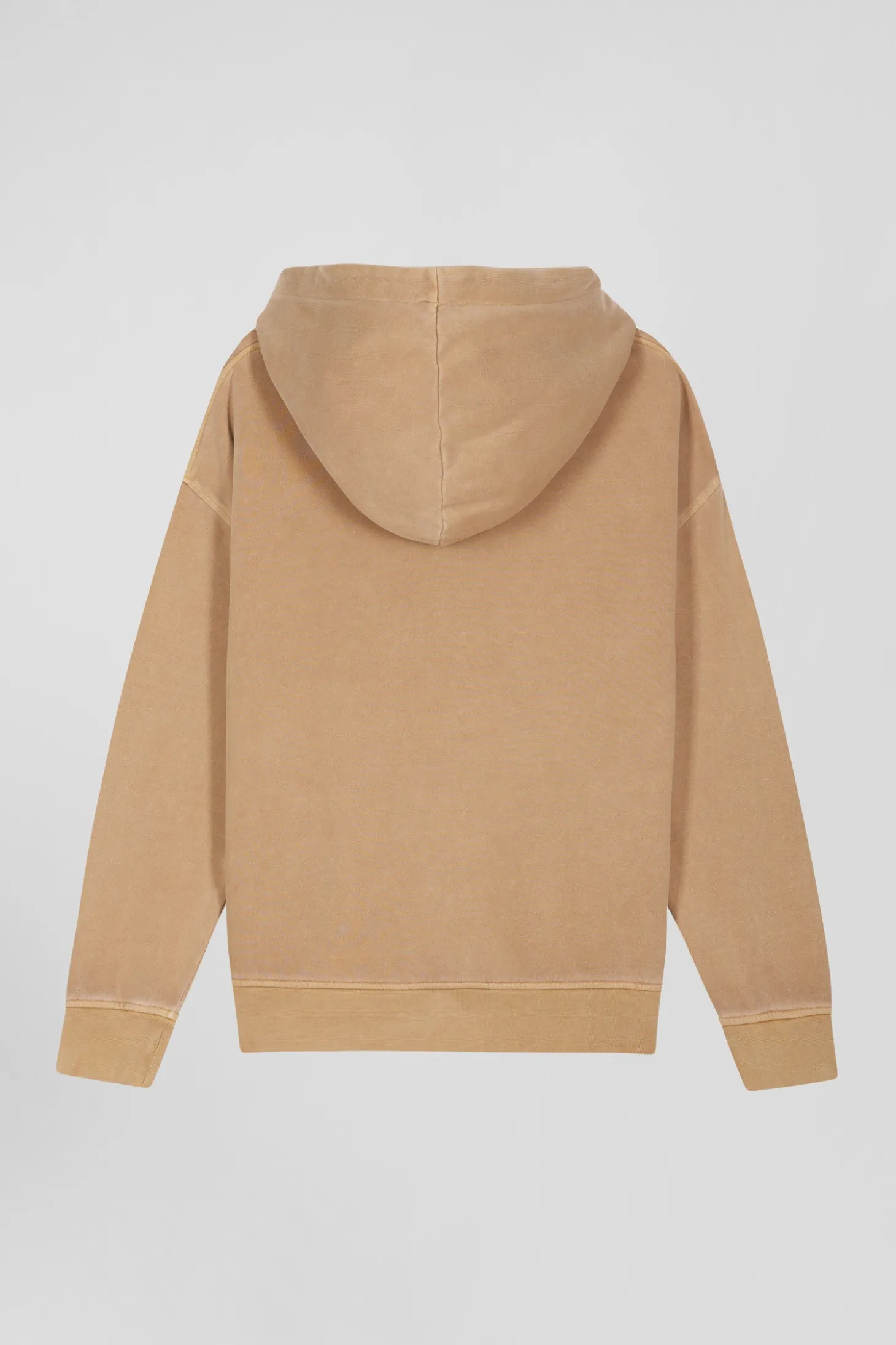 Oversize brown unisex dyed cotton fleece hoodie