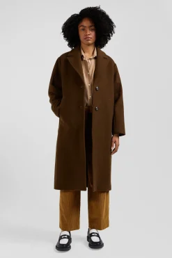 Oversize brown wool blend coat