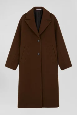 Oversize brown wool blend coat