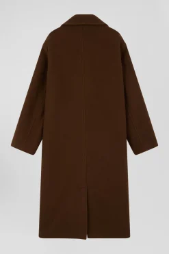 Oversize brown wool blend coat
