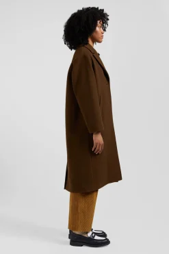 Oversize brown wool blend coat