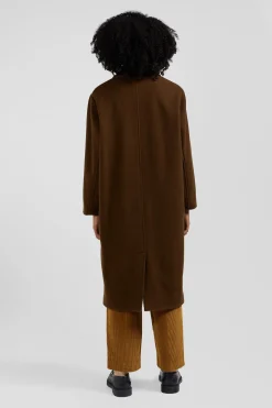 Oversize brown wool blend coat