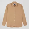 Oversize camel cotton and cashmere shirt