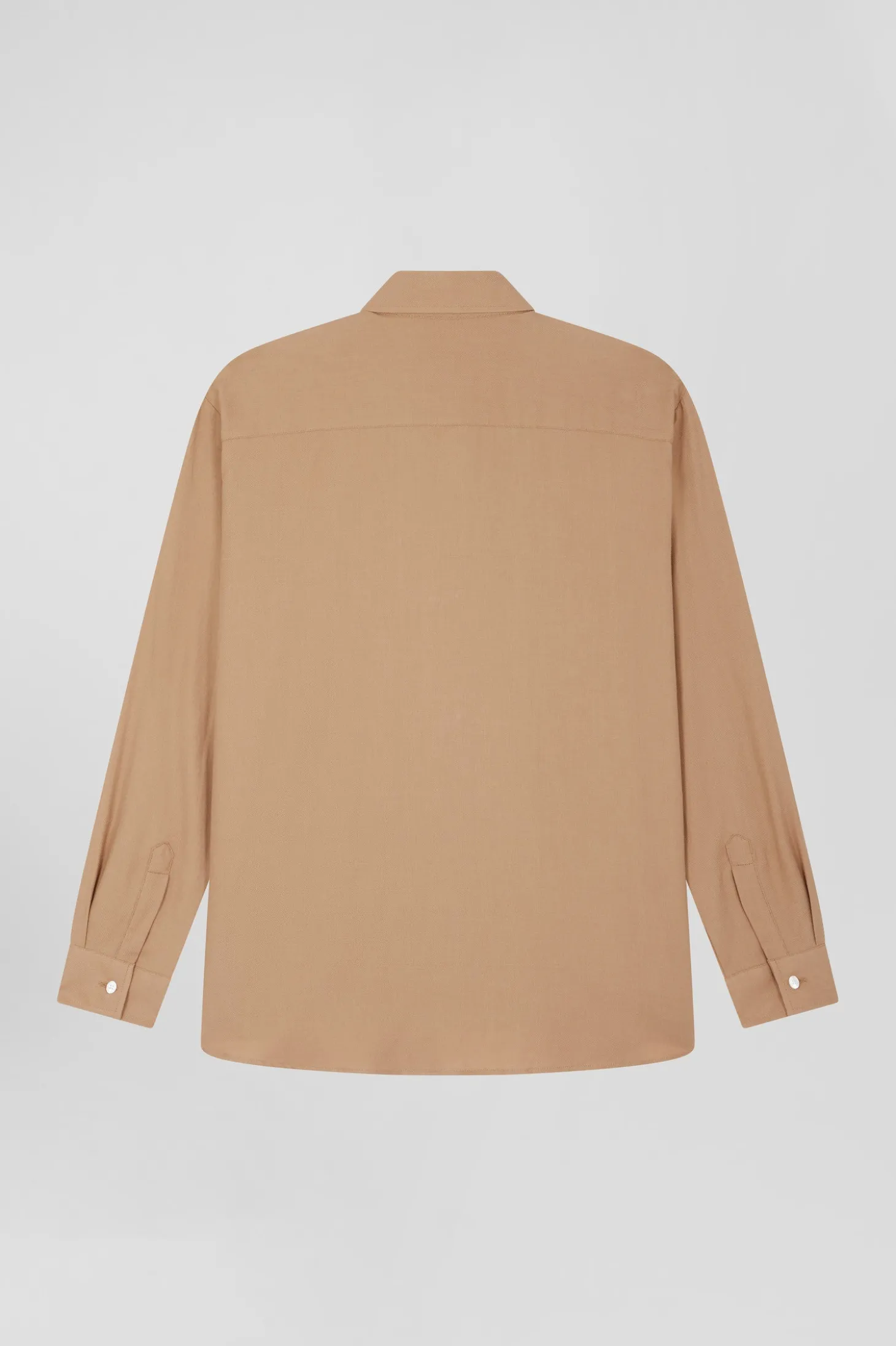 Oversize camel cotton and cashmere shirt