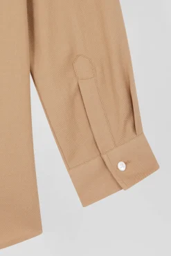 Oversize camel cotton and cashmere shirt