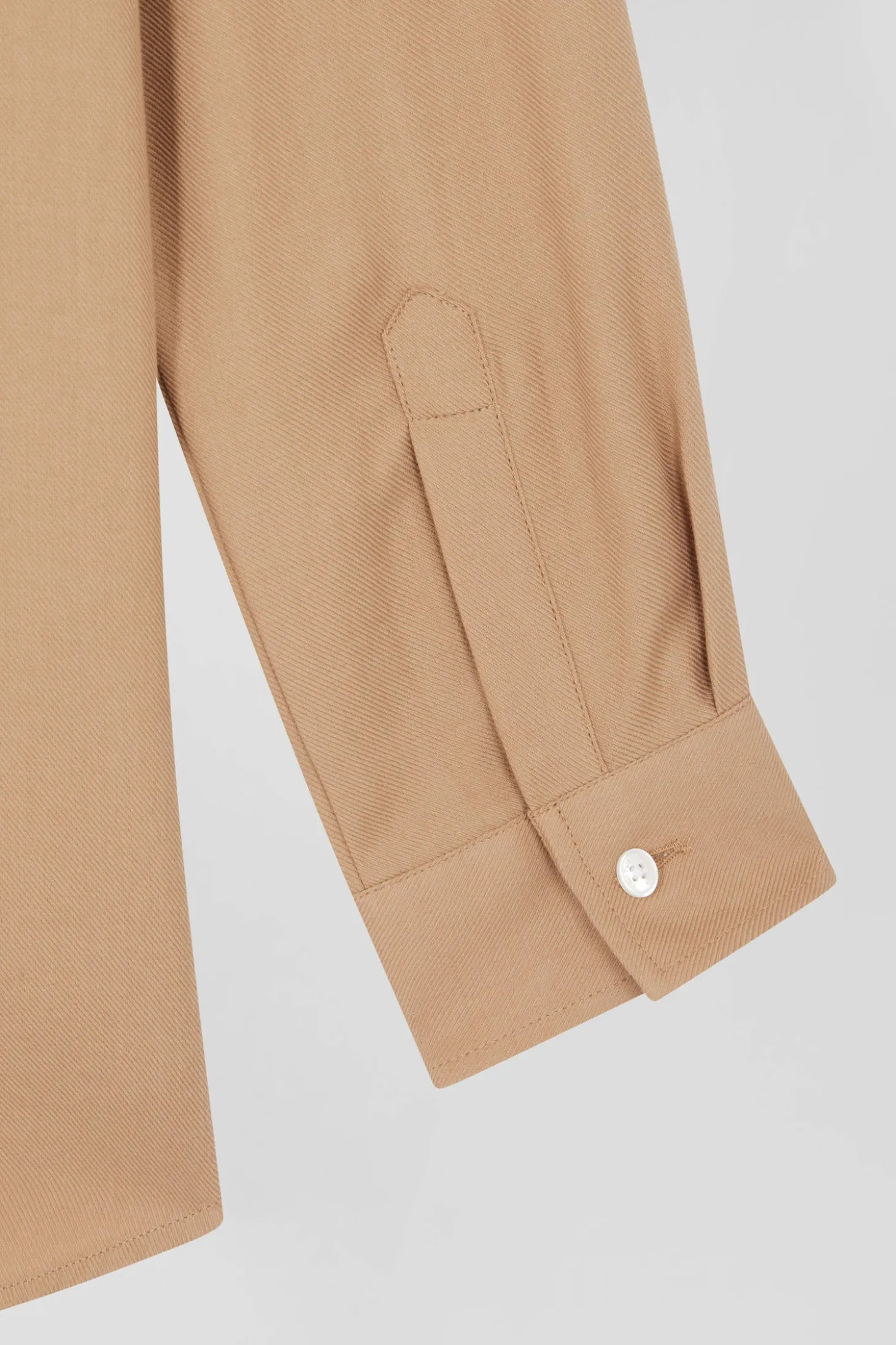 Oversize camel cotton and cashmere shirt